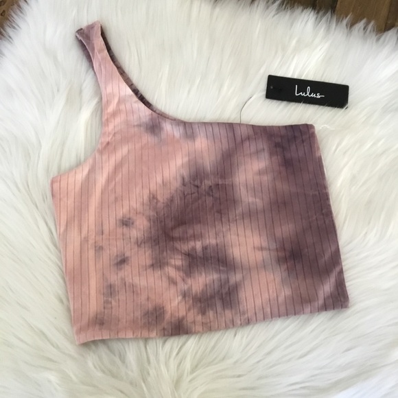 Lulus Tell My Mood Purple Tie Dye One Shoulder Cropped Tank Top Size S - Picture 2 of 6
